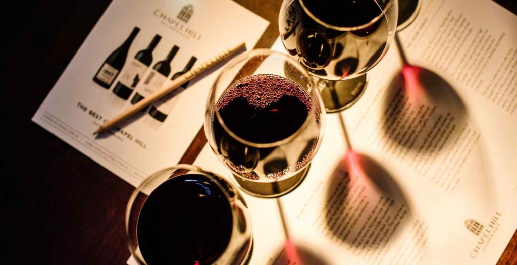 wine glasses on table