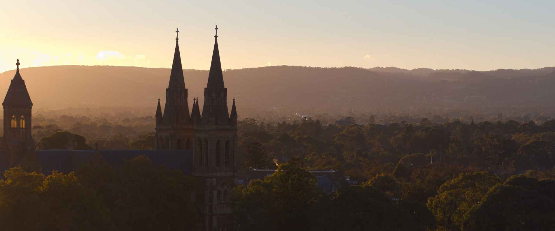 Adelaide City and church at sunrise