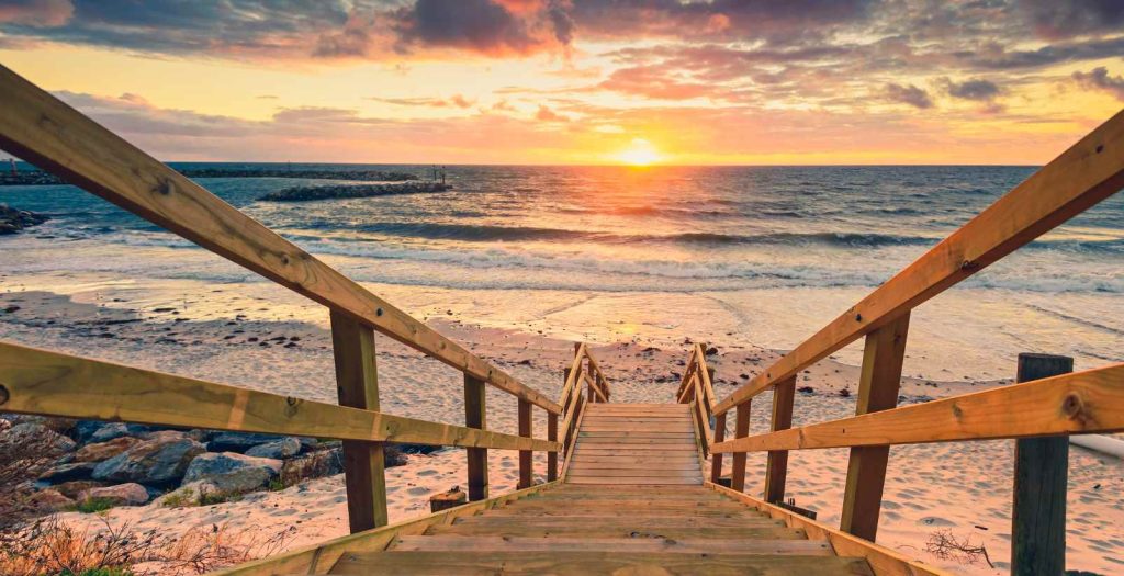 Stairs down to a beach